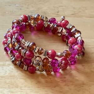 Magenta & Coral Coil Bracelet